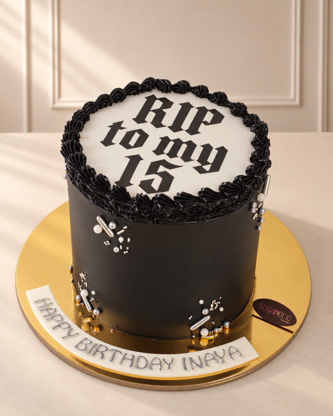 Black Burn Away Cake with Edible Print Reveal