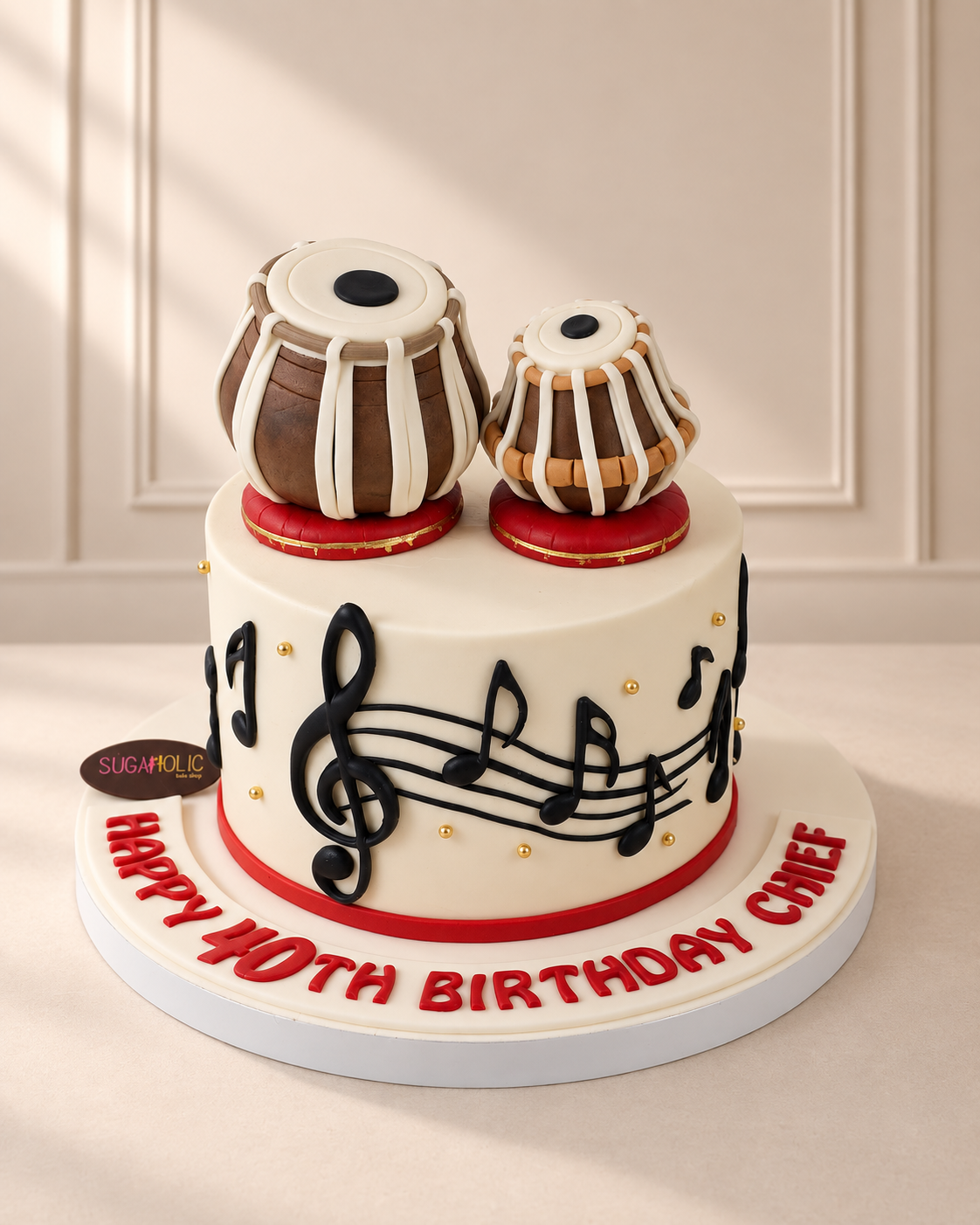 Tabla and Musical Notes Buttercream Birthday Cake