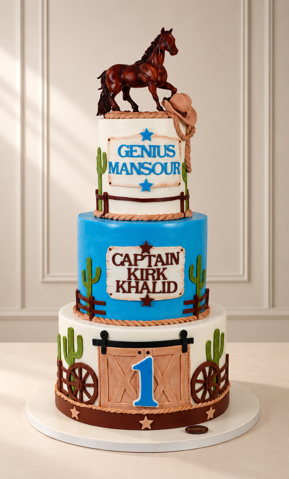 Western Cowboy Horse Three Tier Cake
