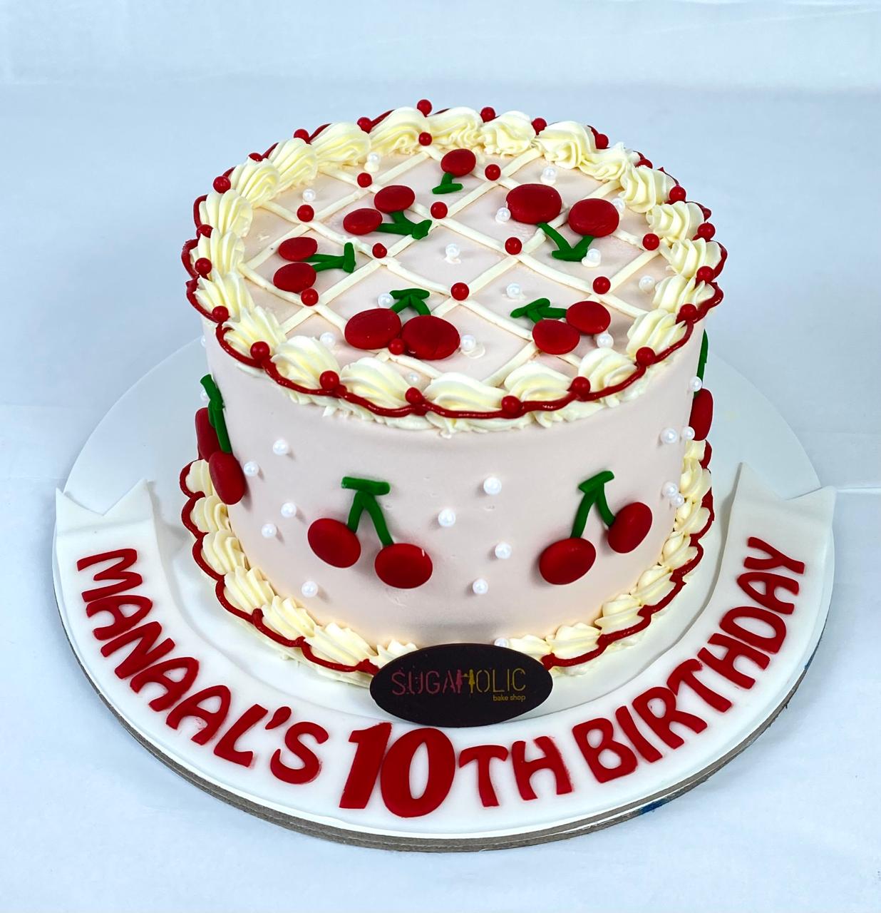Pink Cherry Vintage Buttercream Cake