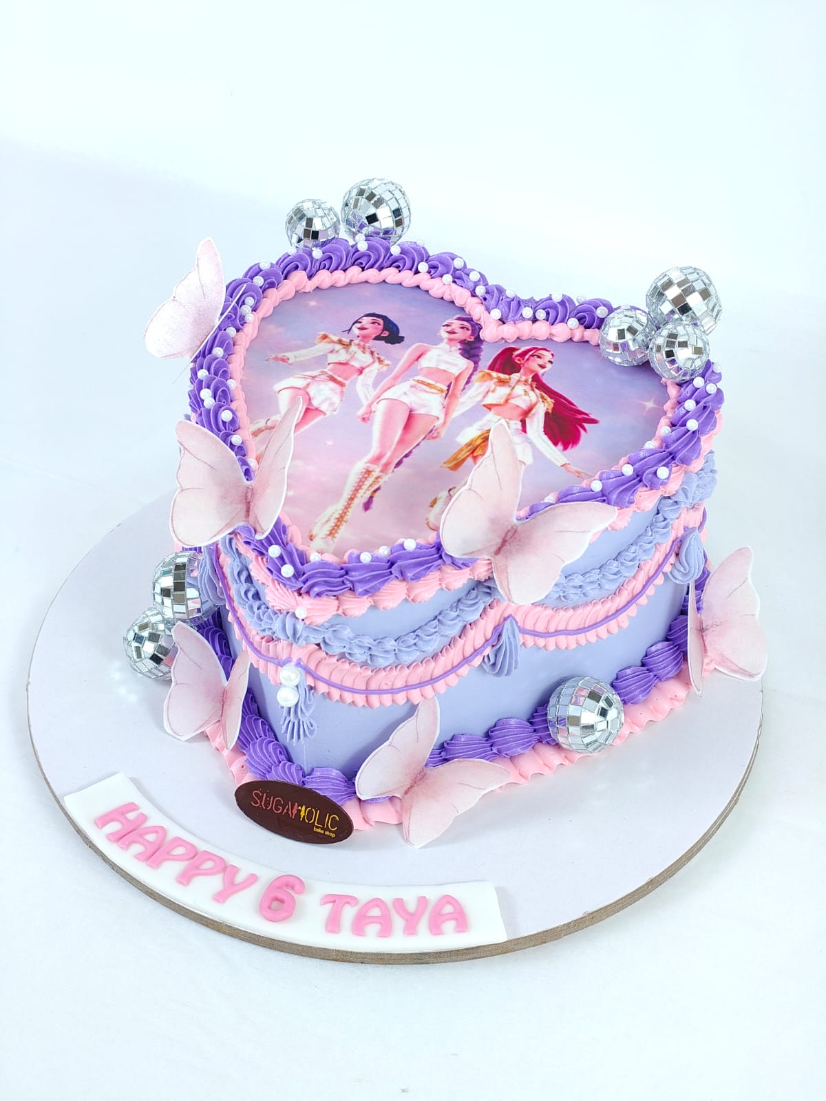 Pop Star Demon Hunter Heart Buttercream Cake