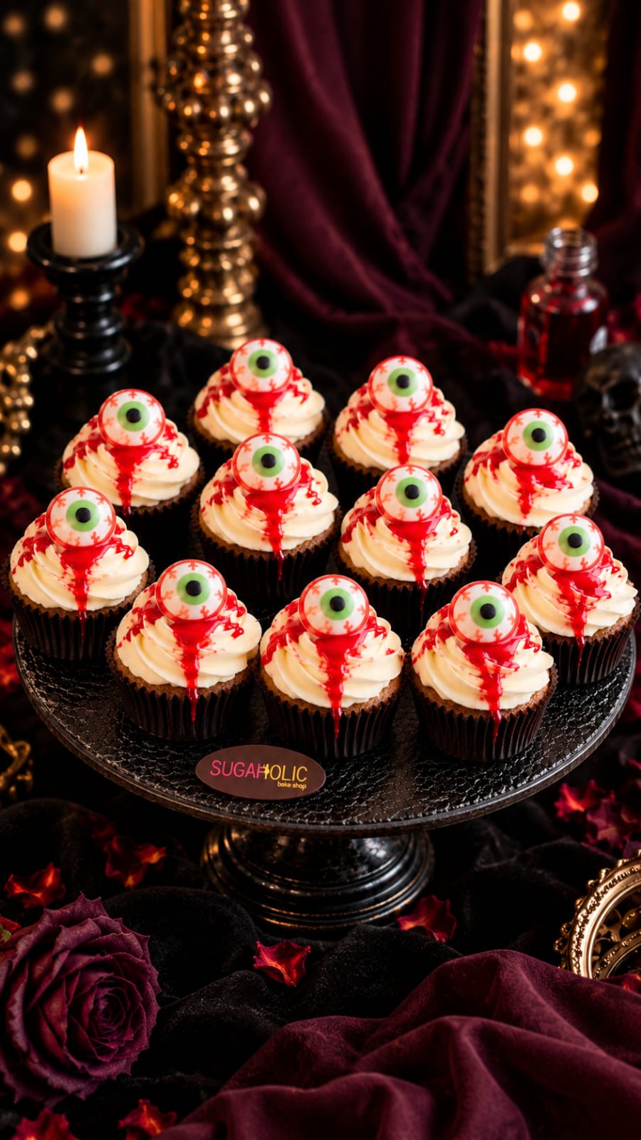 Bloodshot Eyeball Halloween Cupcake