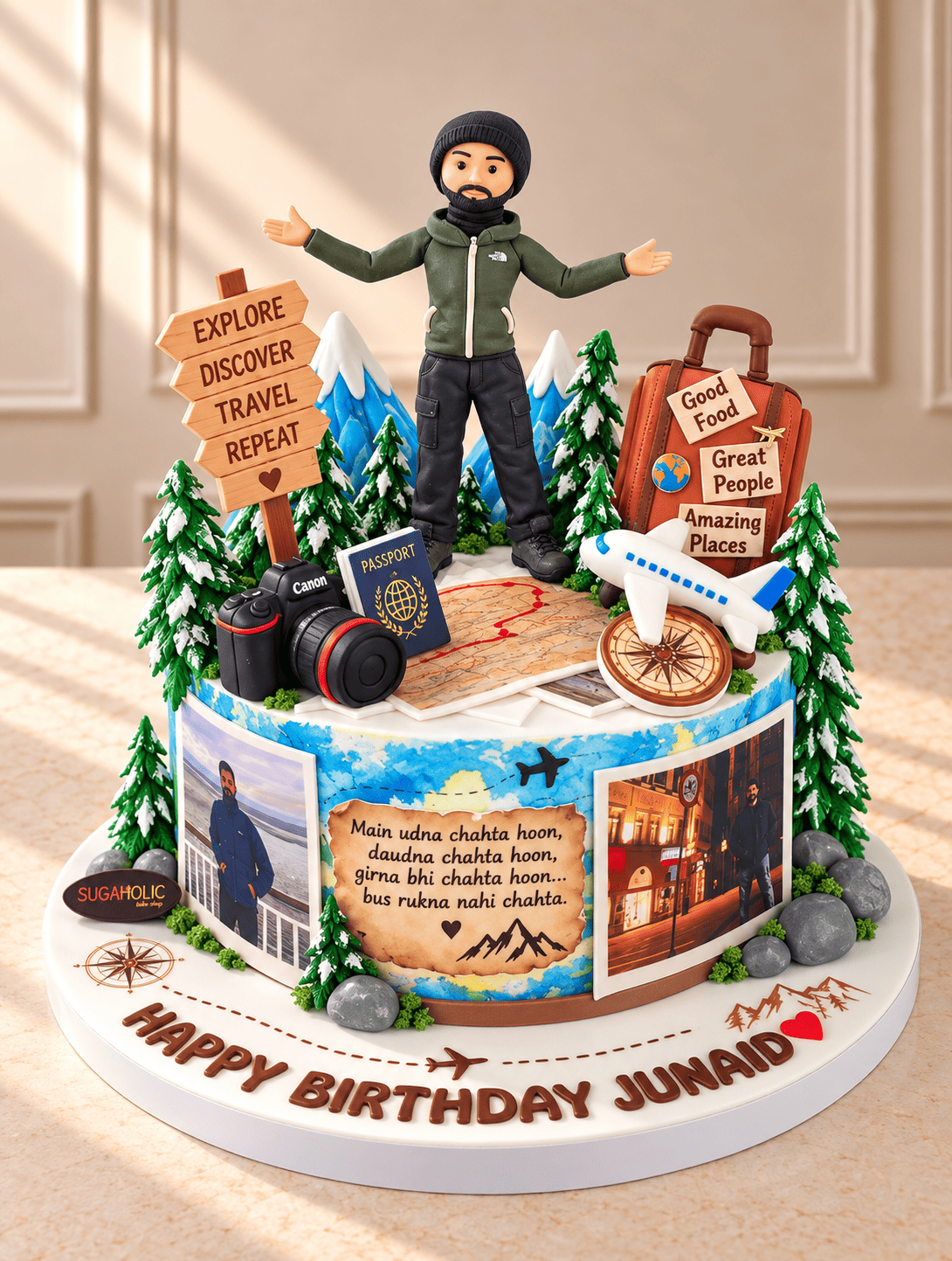 Mountain Explorer Travel Fondant Cake