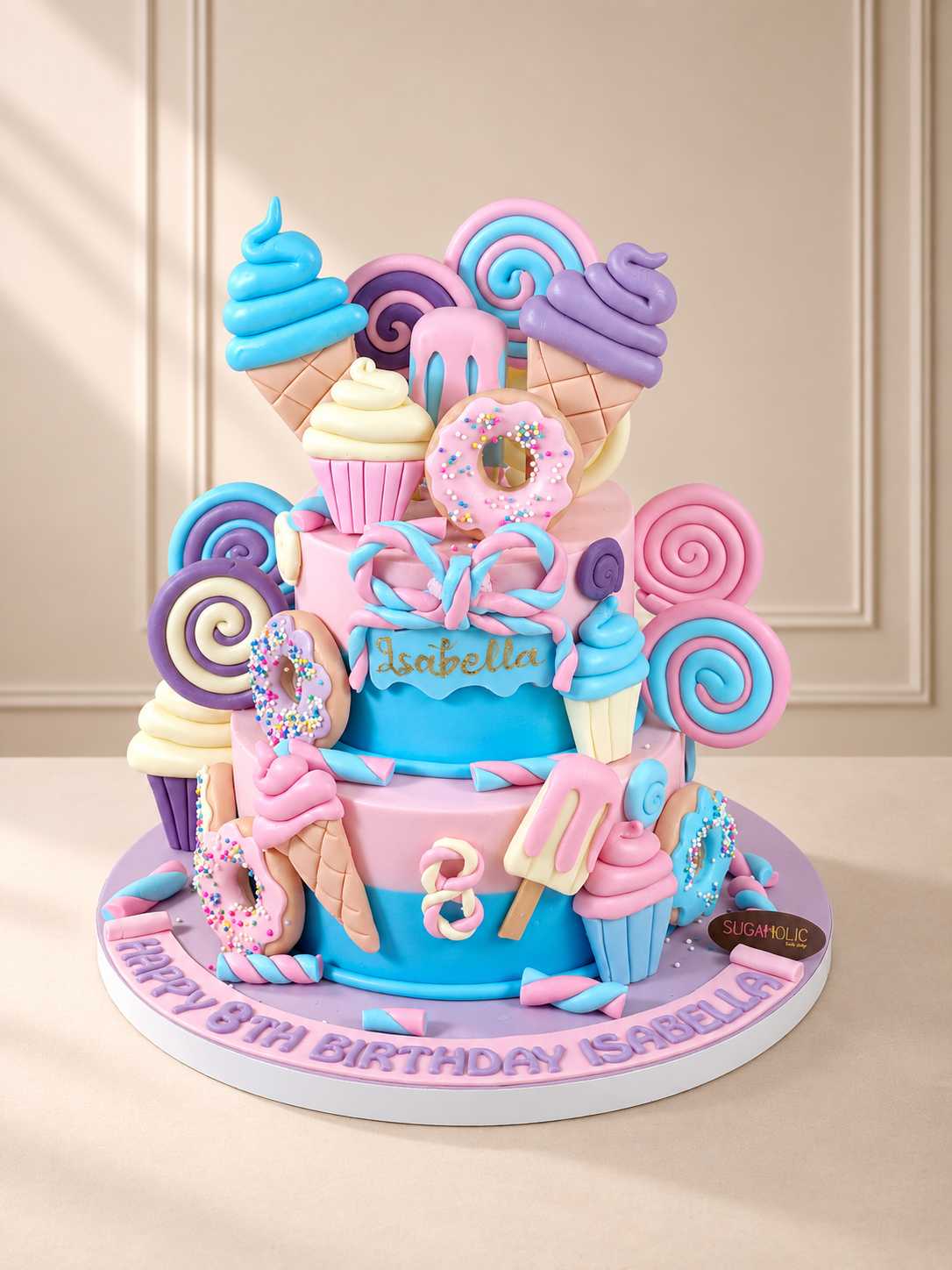 Pastel Candy Shop Two Tier Fondant Cake