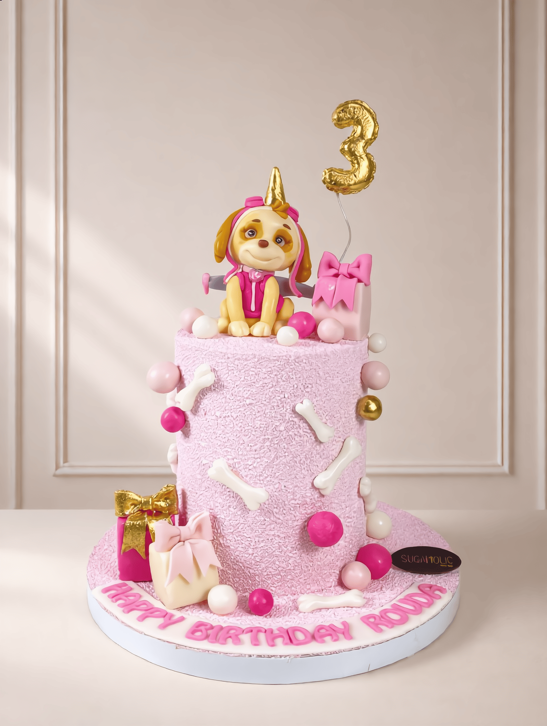 Pink Rescue Puppy Fondant Birthday Cake