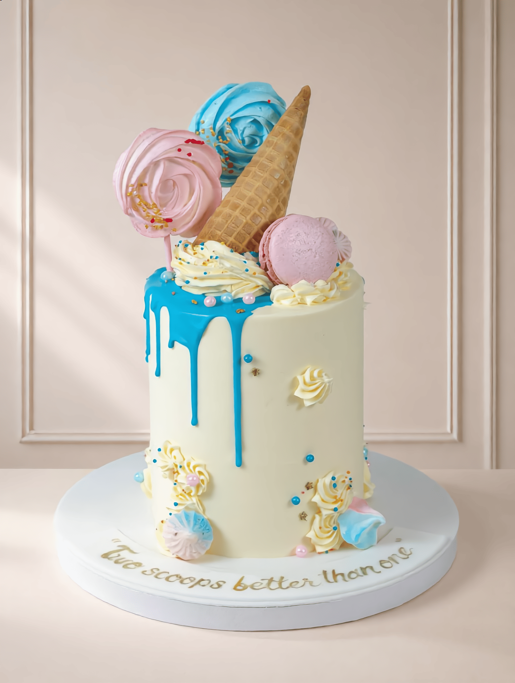 Pastel Ice Cream Drip Buttercream Cake