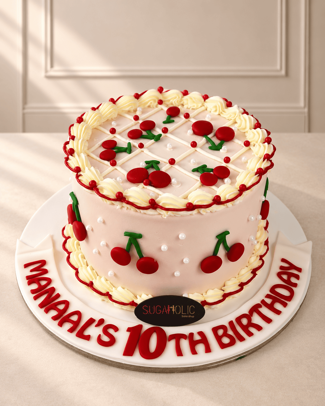 Pink Cherry Vintage Buttercream Cake