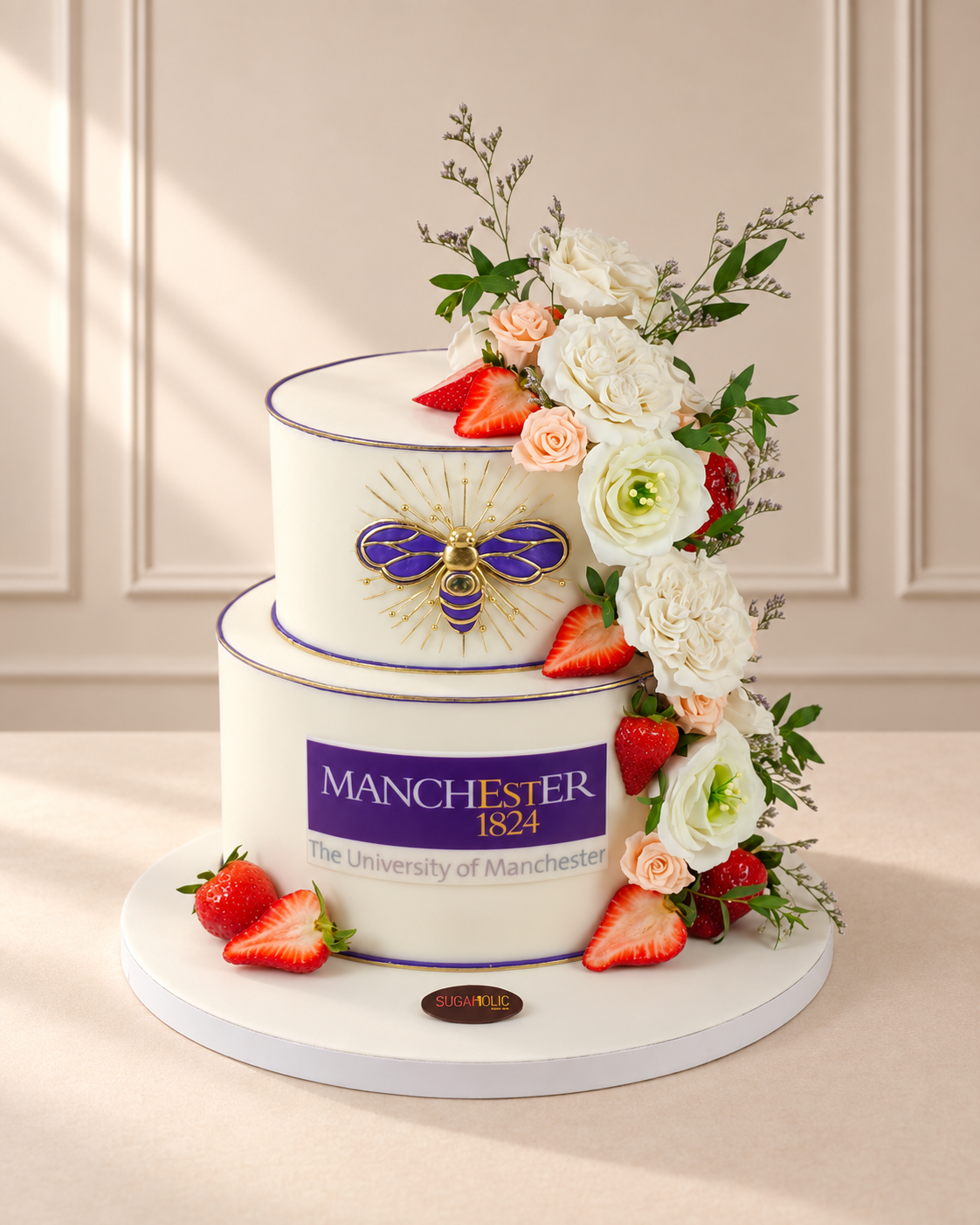 Floral Company Logo Two-Tier Celebration Cake