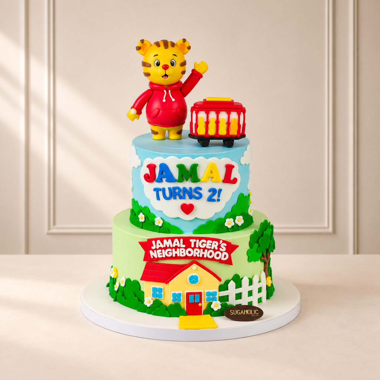 Tiger Neighbourhood Two Tier Birthday Cake