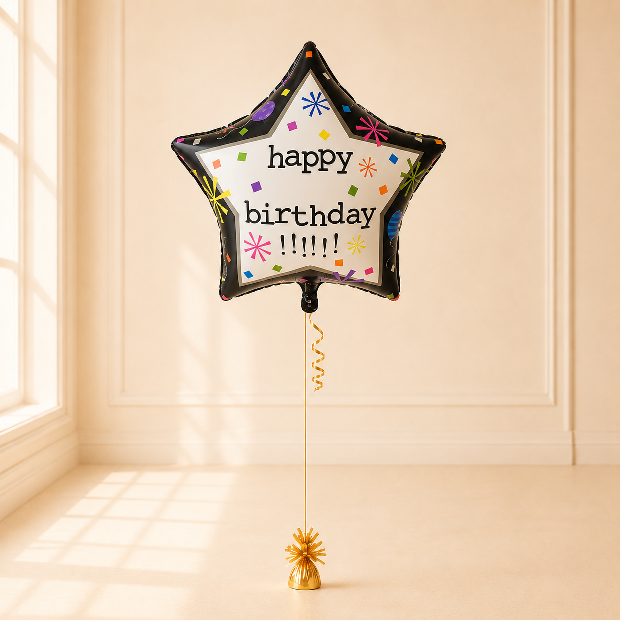 Black Star Happy Birthday Balloon