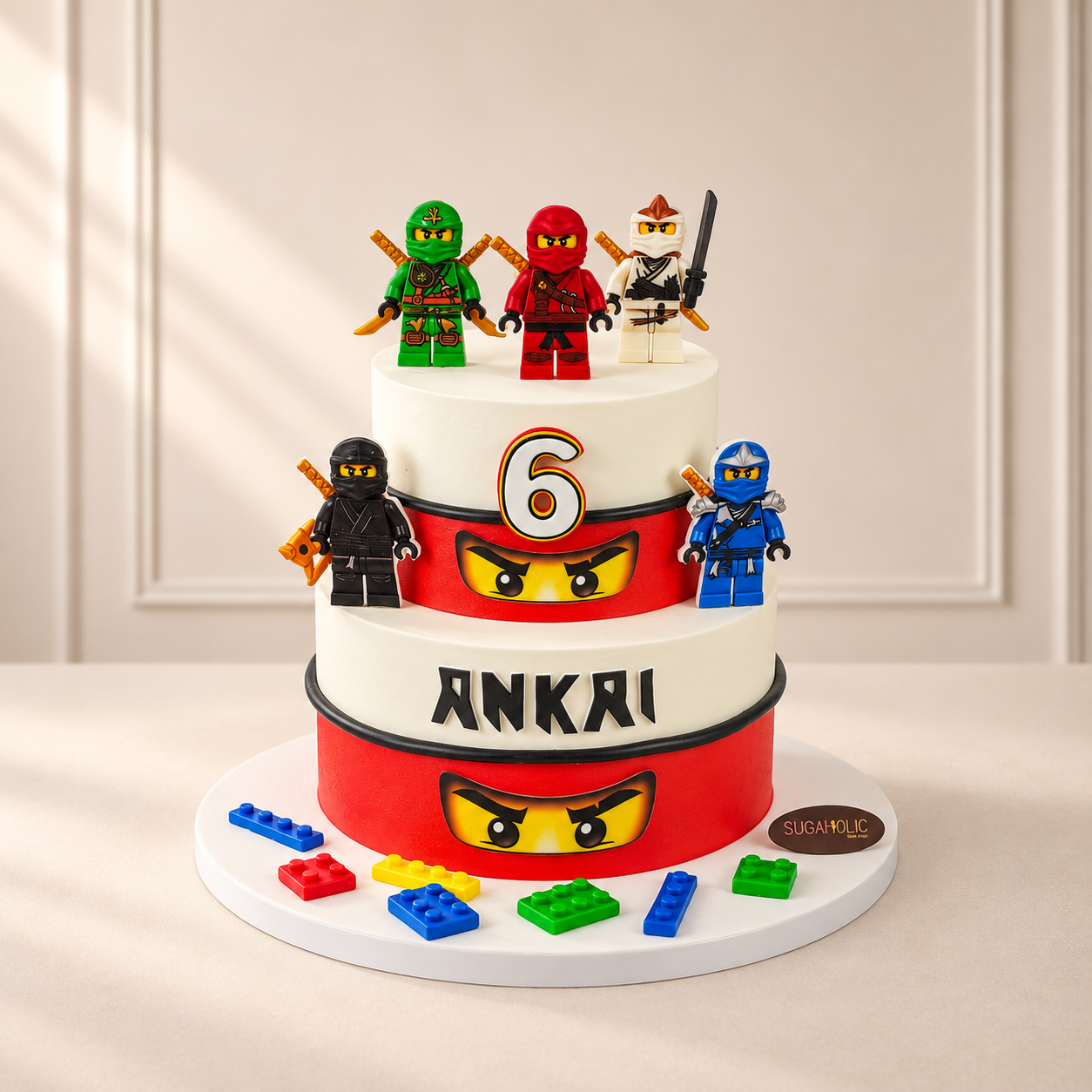 Colourful Ninja Building Block Birthday Cake