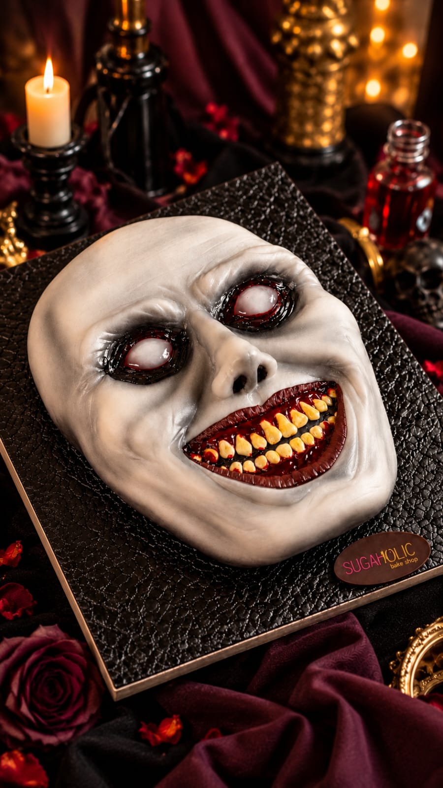 Gruesome Zombie Face Sculpted Halloween Cake