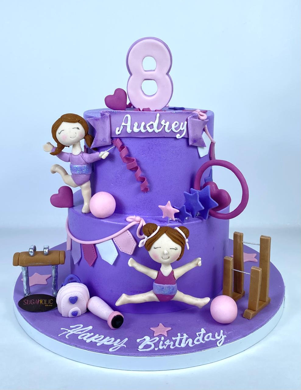 Purple Gymnastics Two Tier Buttercream Cake