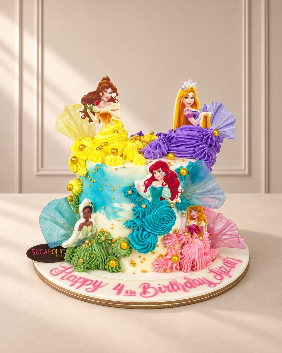 Disney Princess Cake with Buttercream Dresses