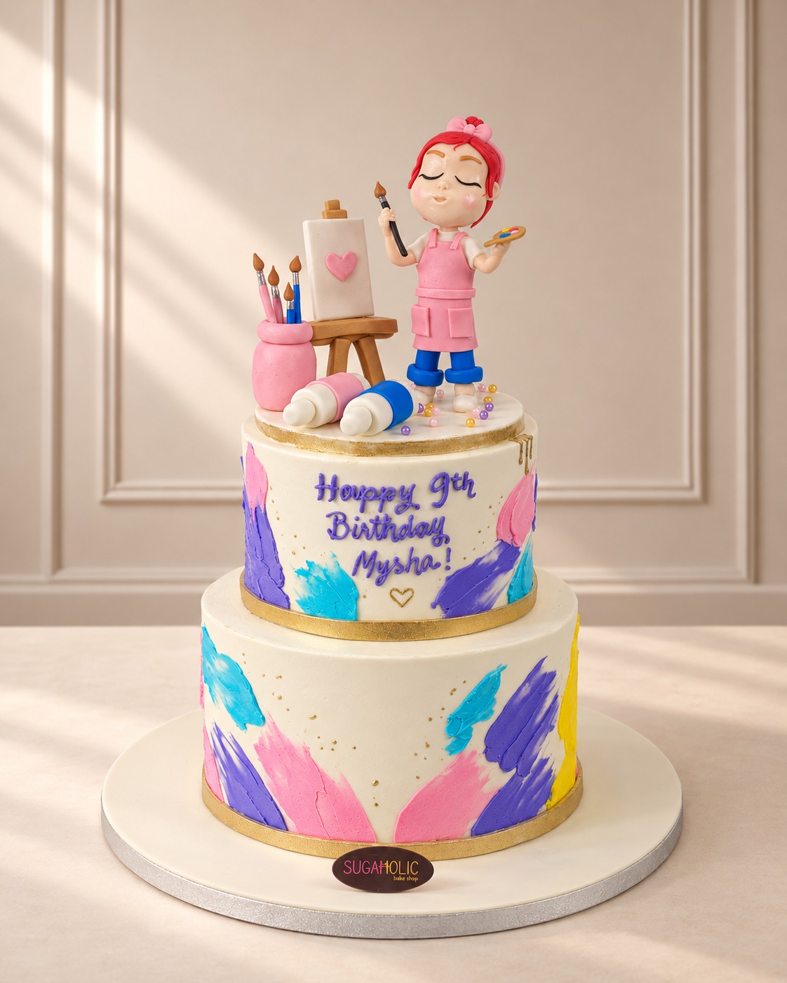 Two Tier Painter Cake with Fondant Artist Figure
