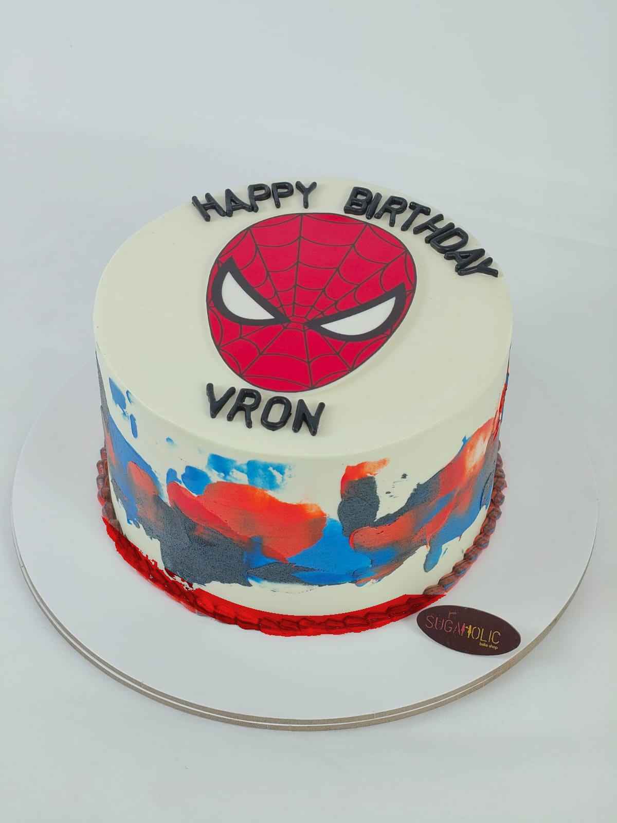 Masked Web Hero Brushstroke Buttercream Cake