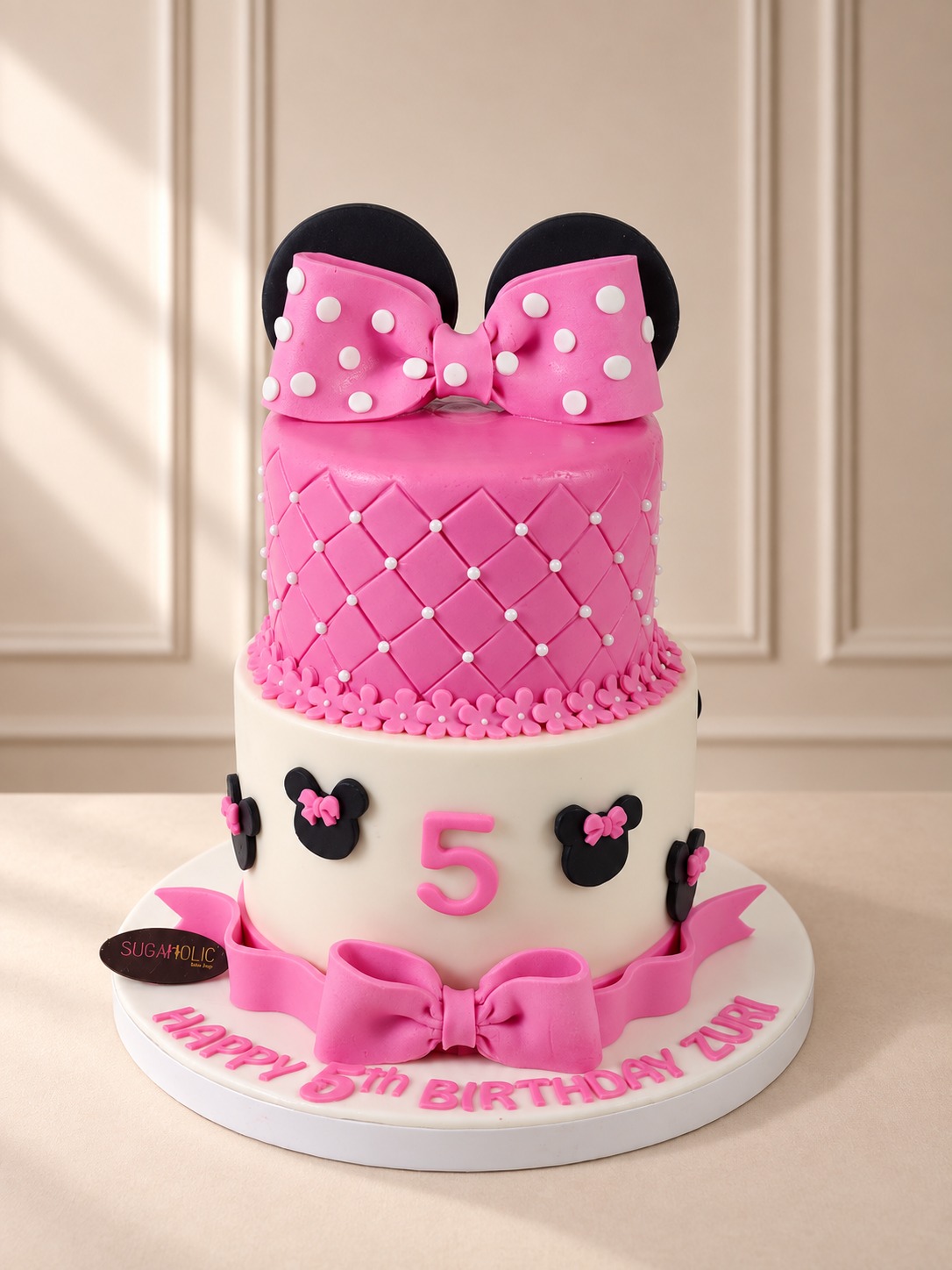 Minnie Mouse Themed Two-Tier Birthday Cake