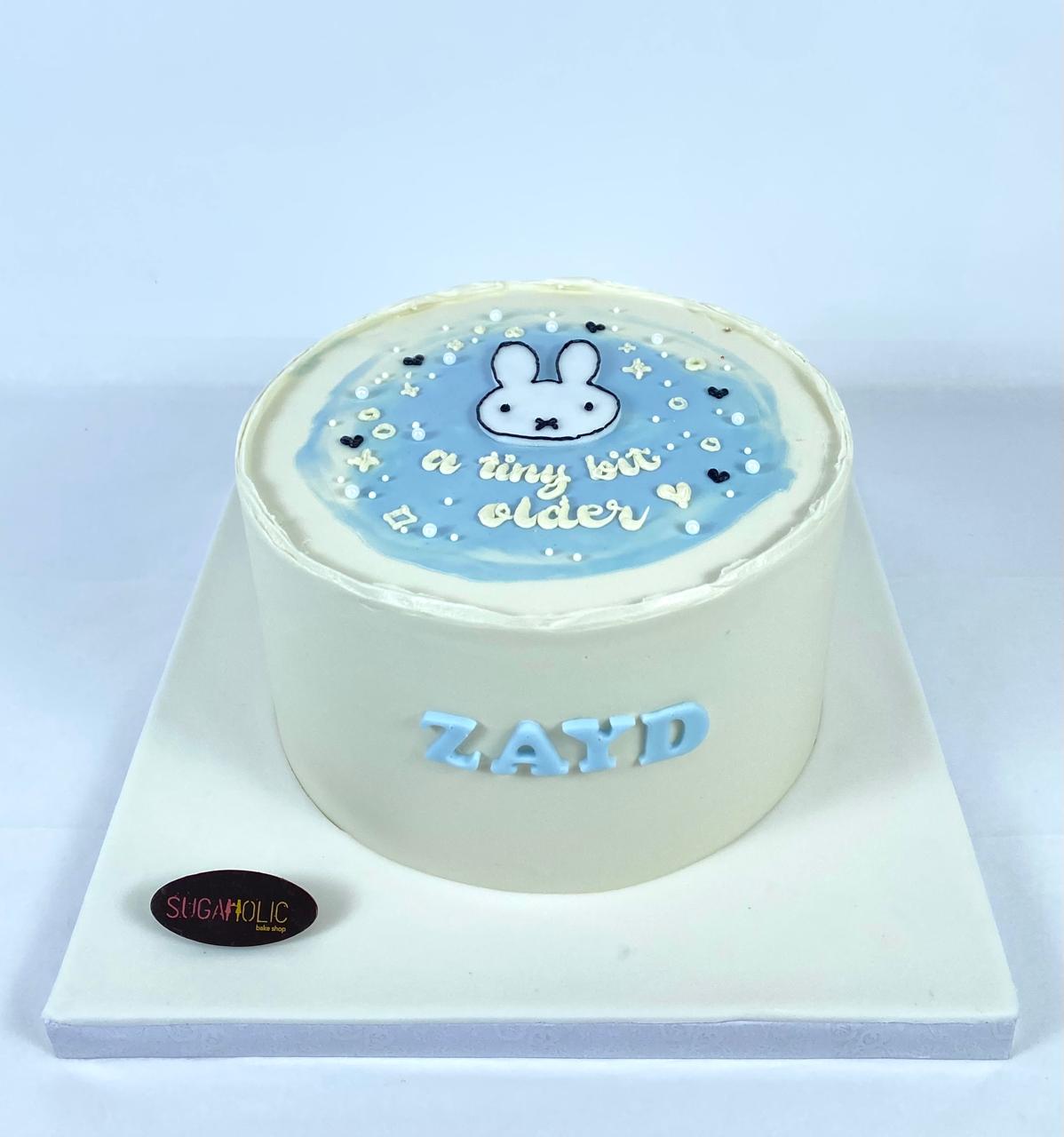 Minimal Blue Bunny Buttercream Cake