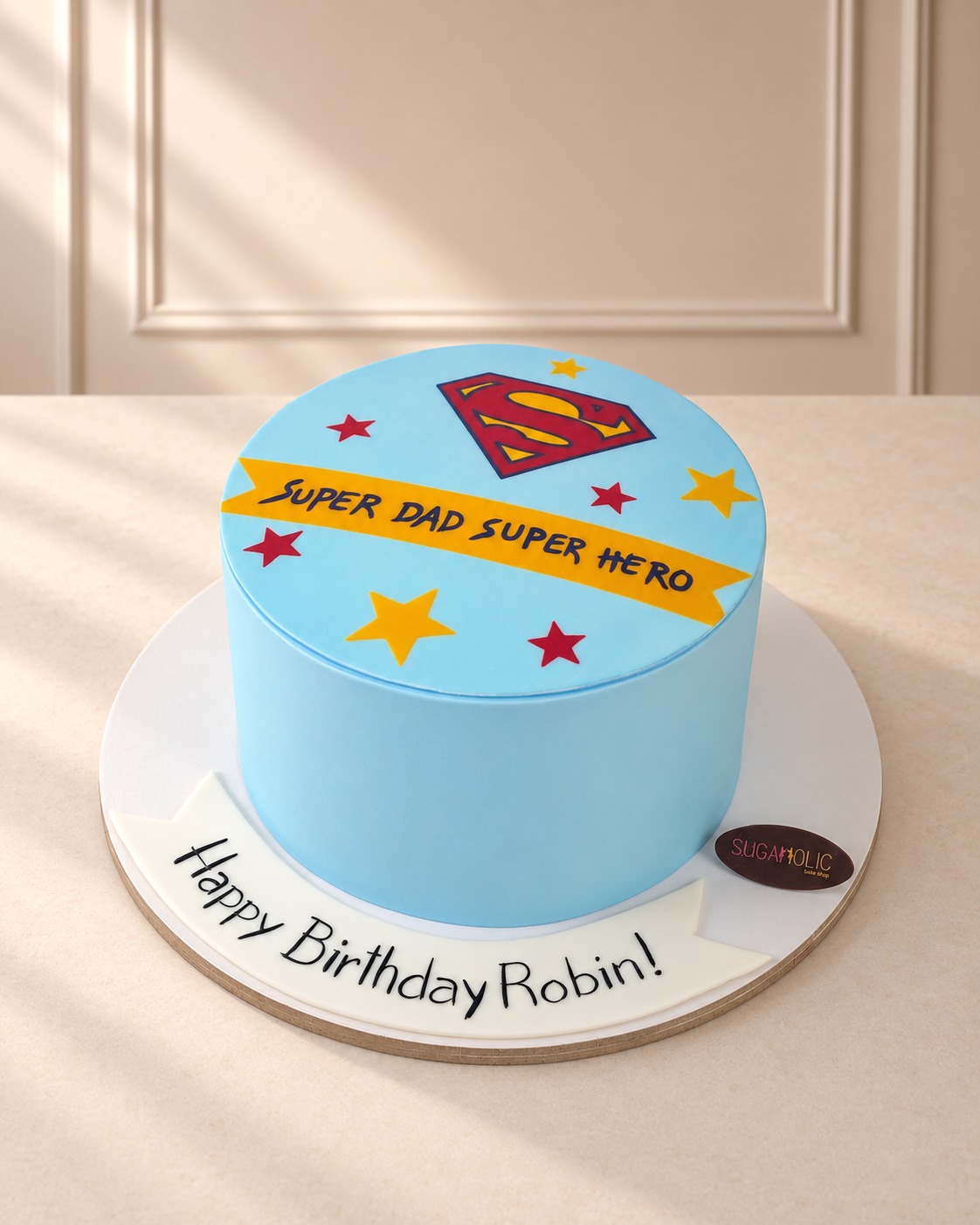Super Dad Superhero Cake with Edible Print