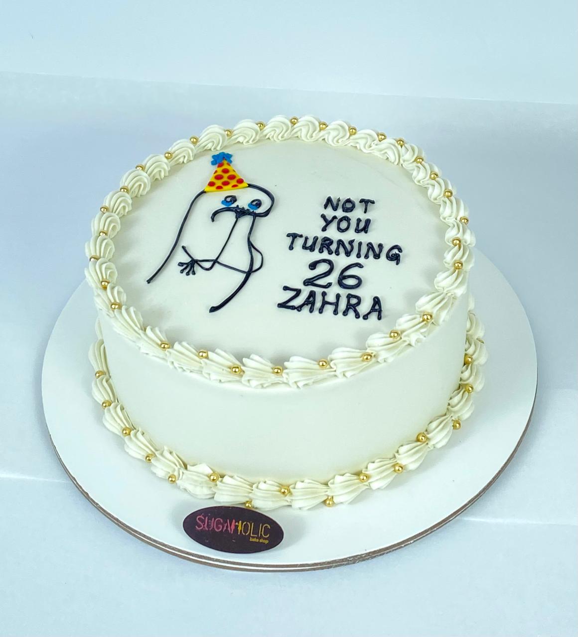 Minimal Cartoon Drawing Buttercream Cake