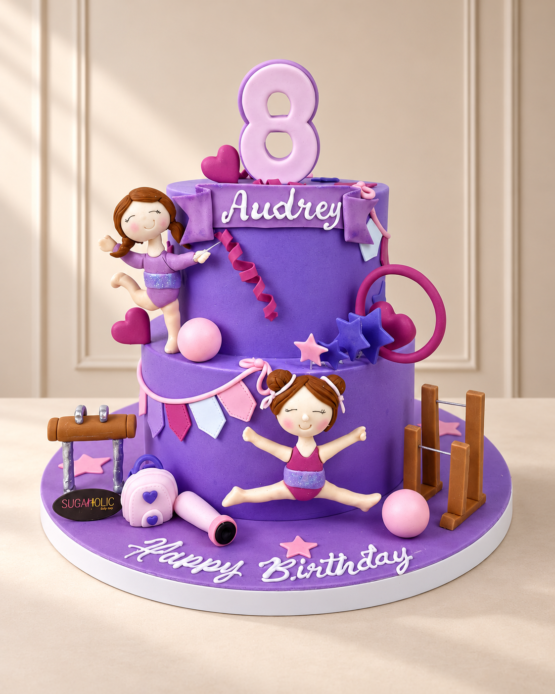 Purple Gymnastics Two Tier Buttercream Cake