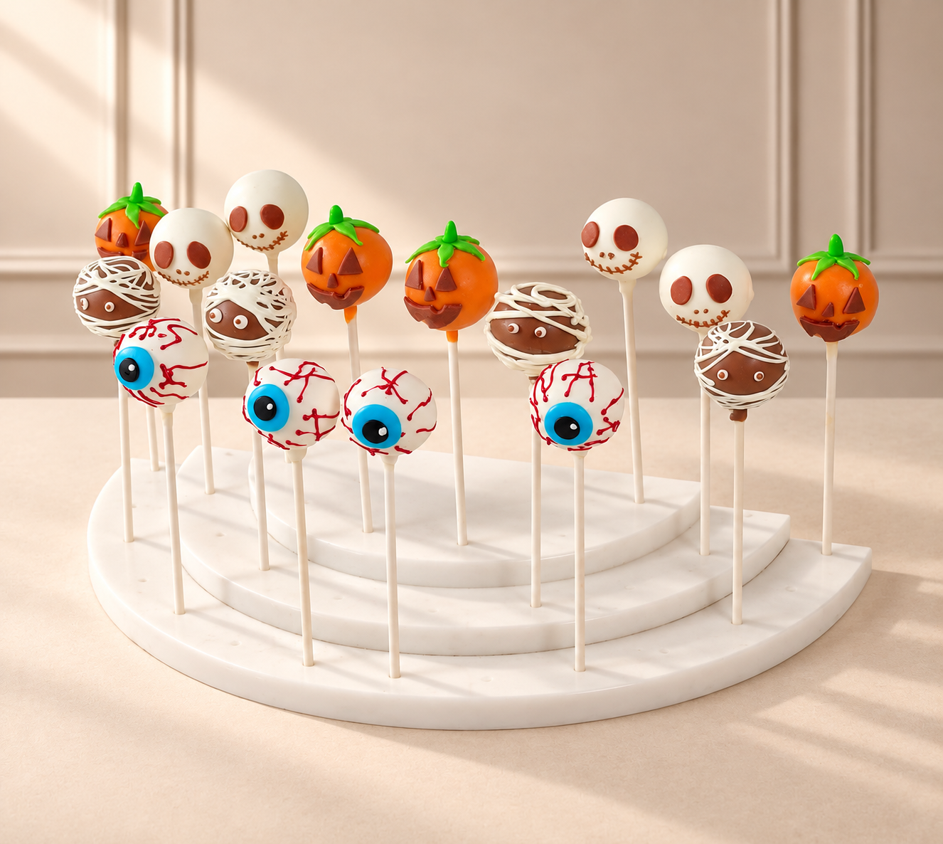 Halloween Pumpkin Mummy Skull and Eyeball Cake Pops (Per Piece)