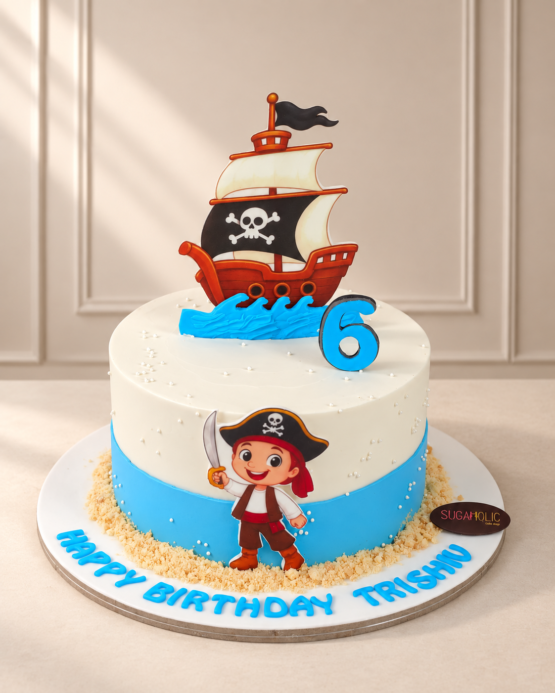 Pirate Ship and Treasure Adventure Buttercream Cake