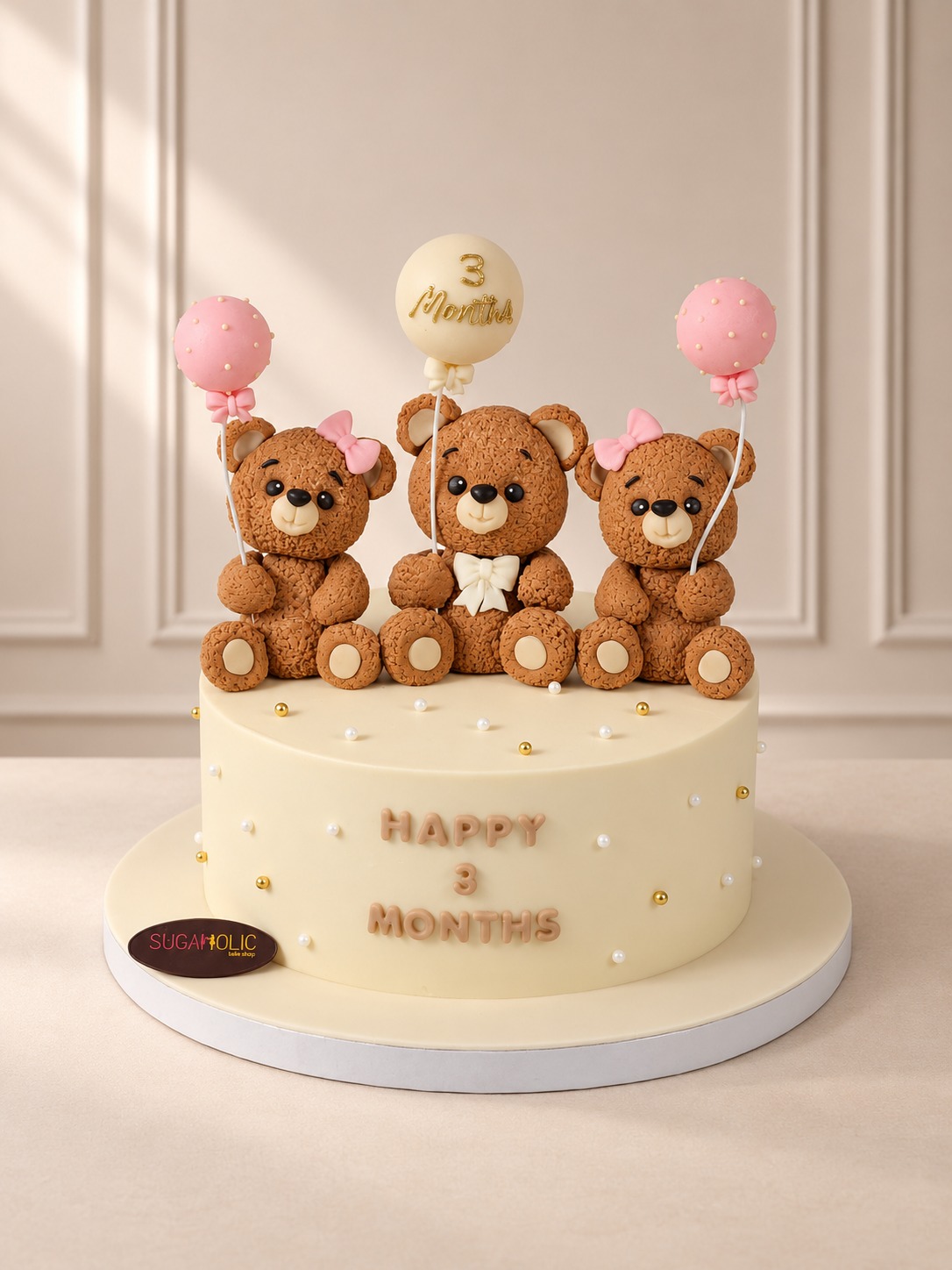 Teddy Bear Balloon Cake with Three Bears Topper