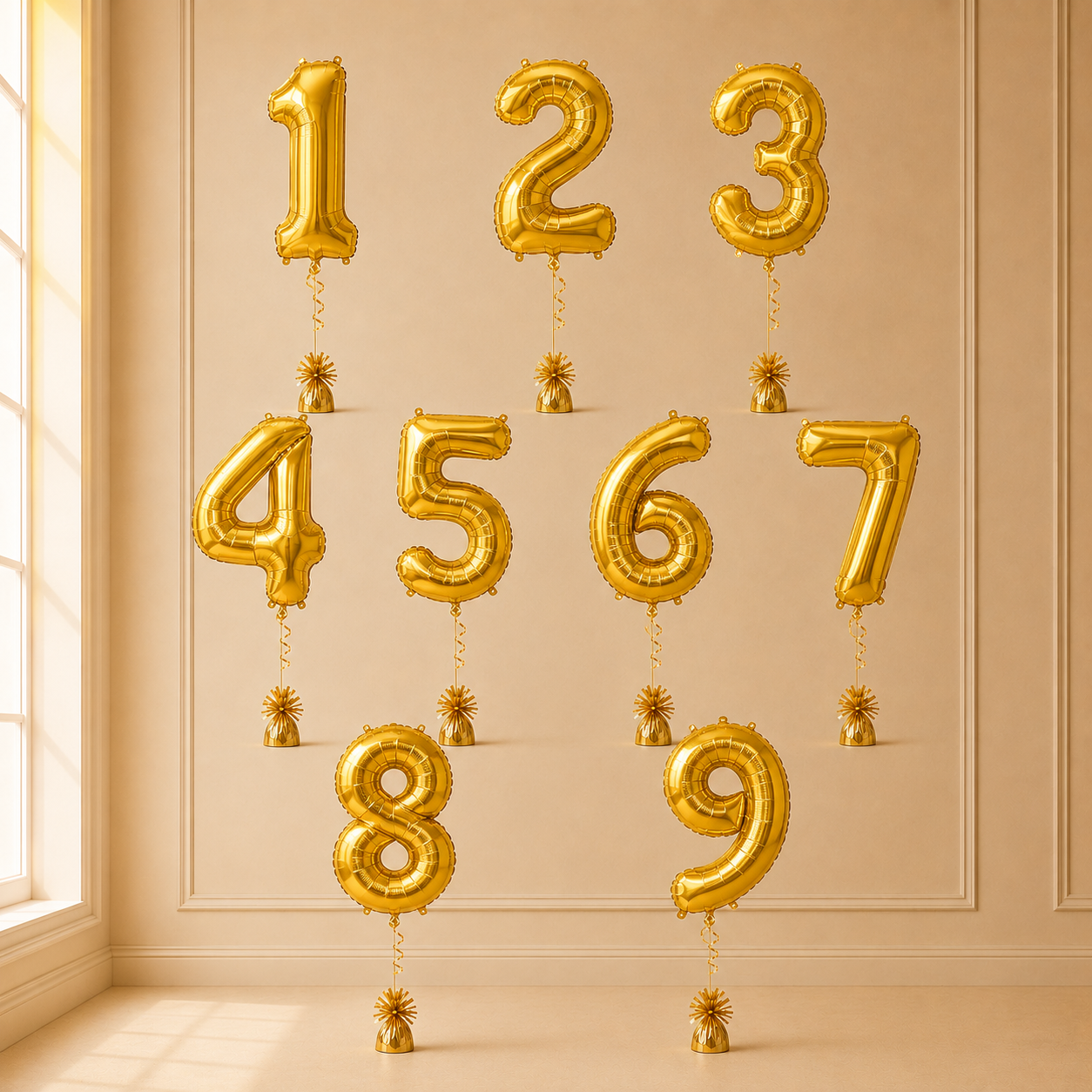Gold Number Foil Balloons (per number)