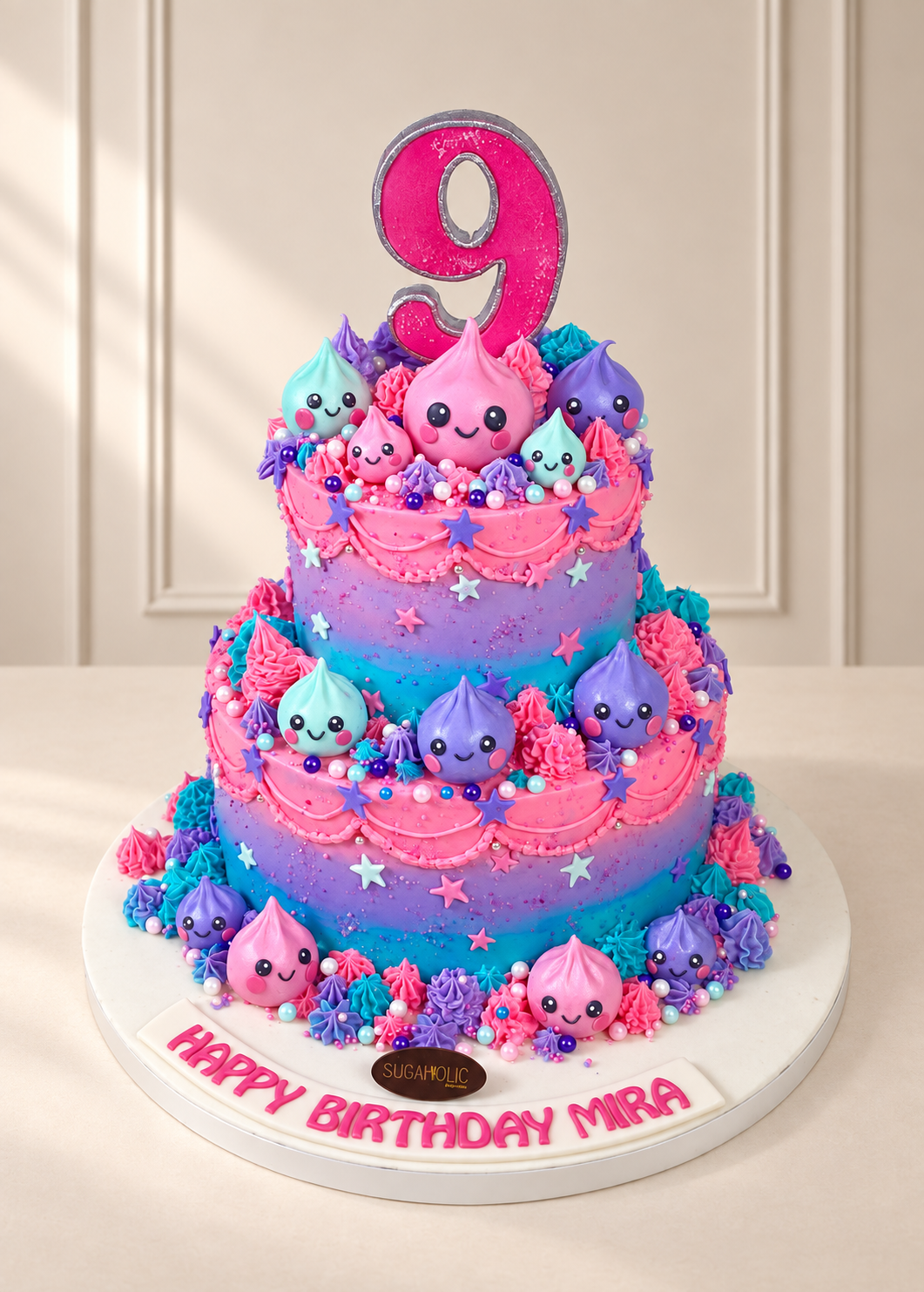 Pastel Dumpling Friends Two Tier Buttercream Cake