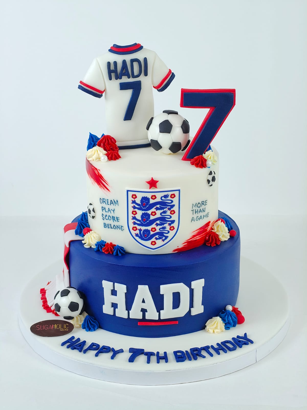 England Soccer Two Tier Fondant Cake