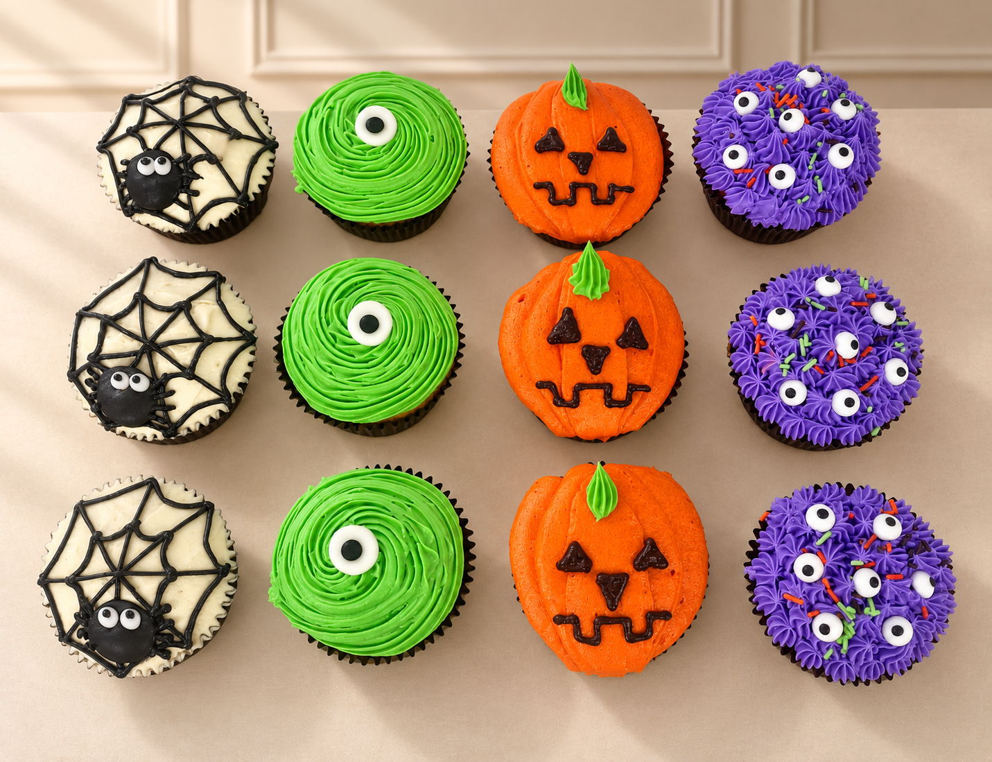 Halloween Pumpkin Spider Eyeball Monster Cupcakes (Per Piece)