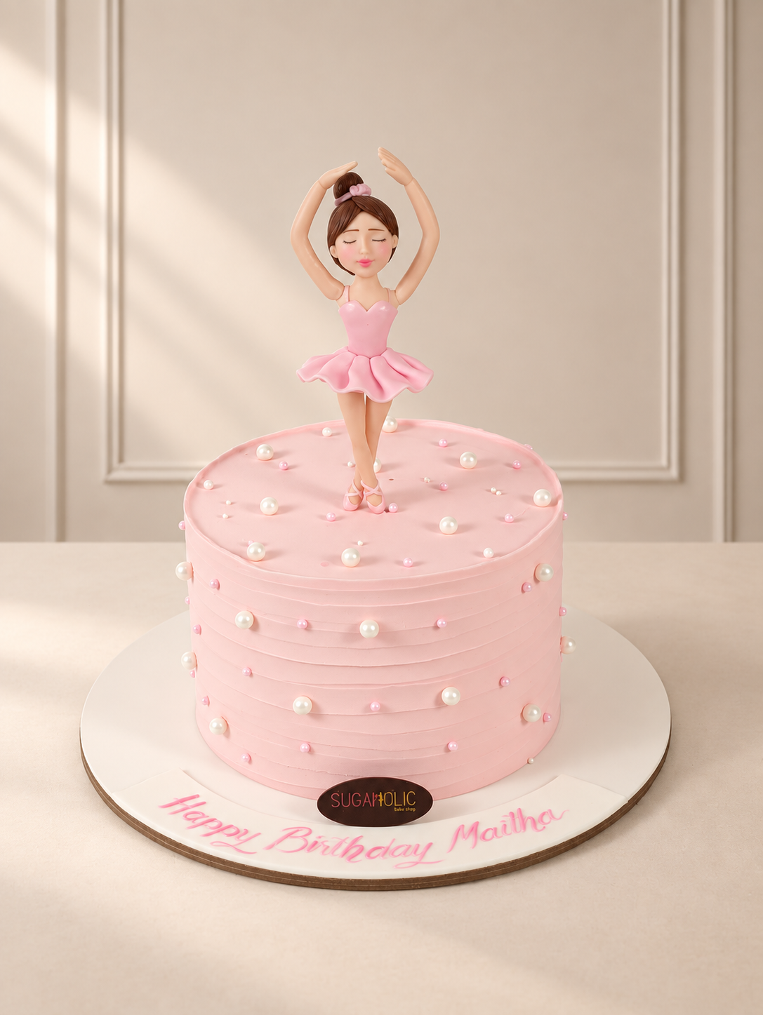 Pink Ballerina Pearl Buttercream Cake