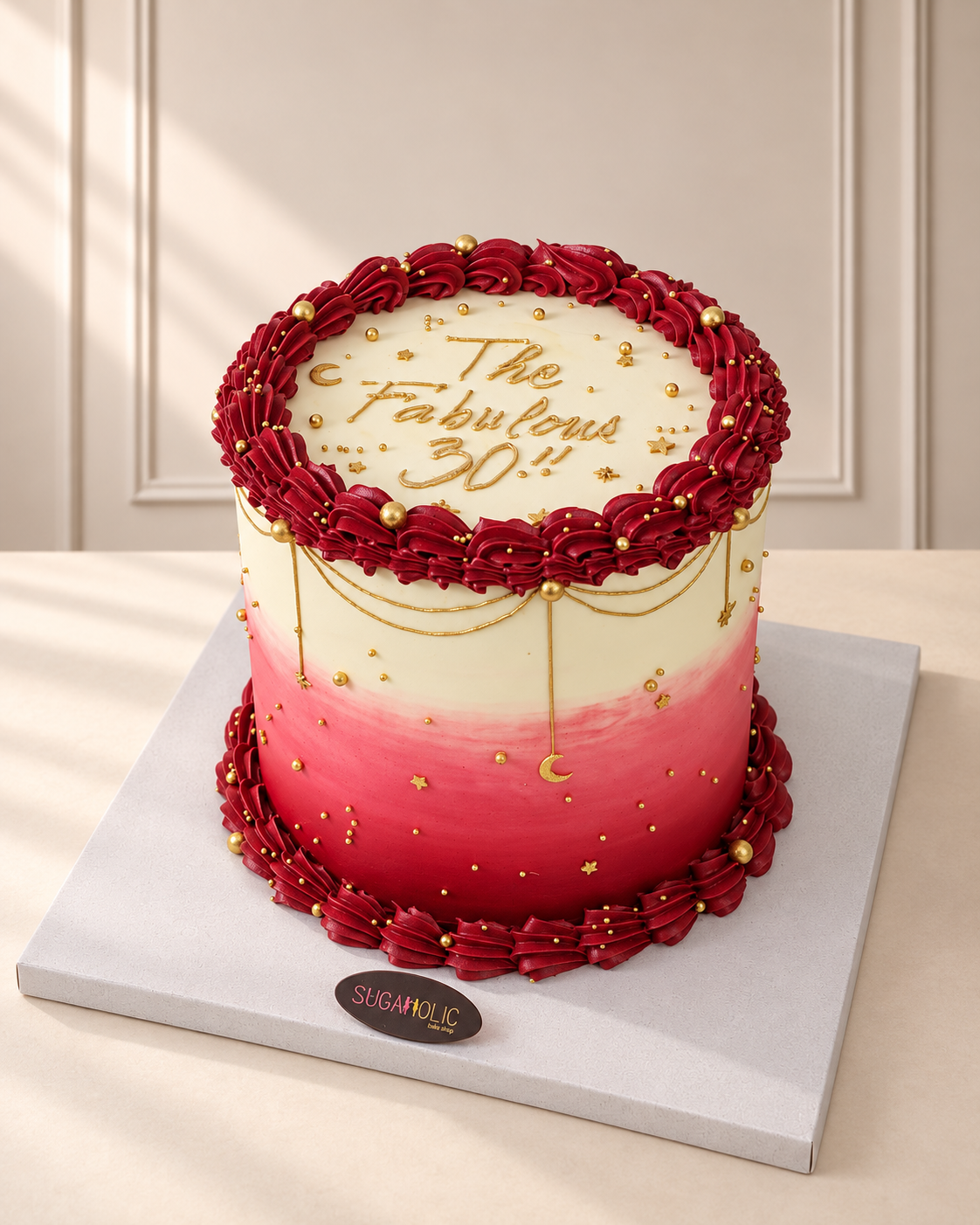 Burgundy Celestial Ombre Buttercream Cake