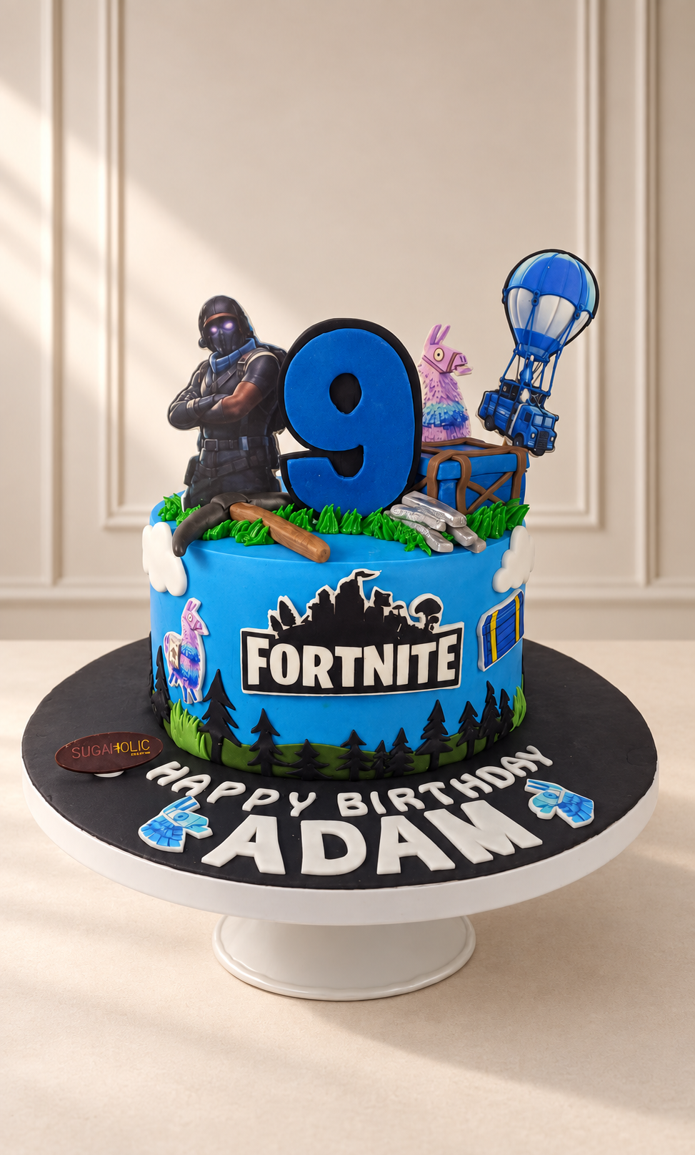 Blue Fortnite Adventure Fondant Cake