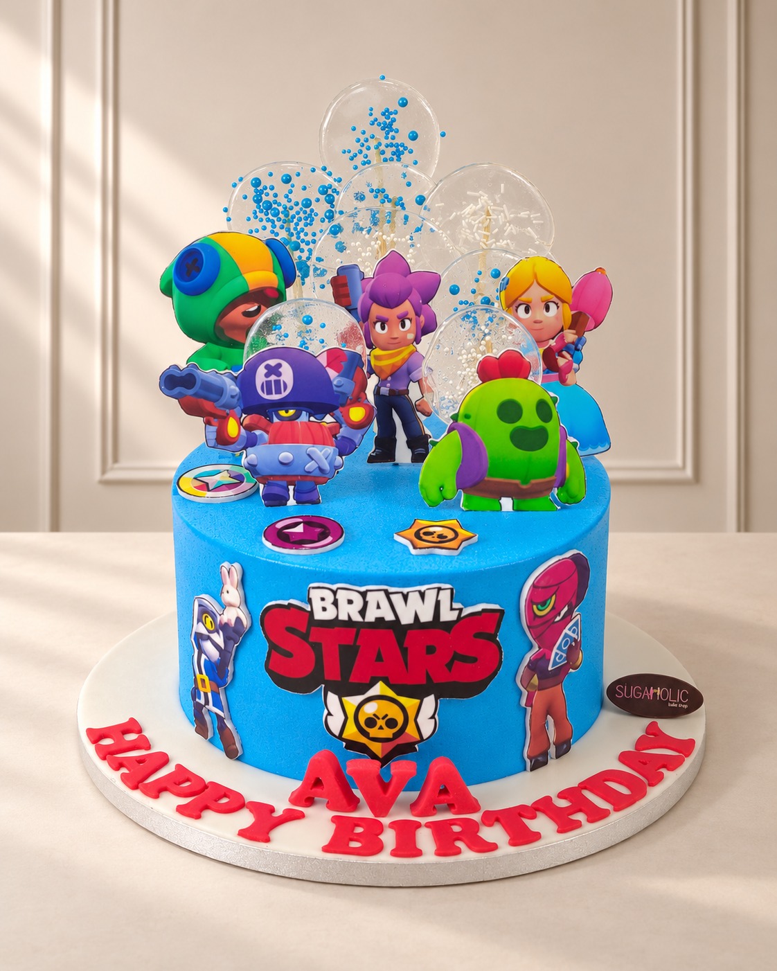 Brawl Stars Cake with Character Toppers
