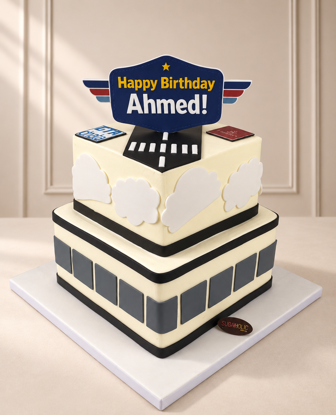 Airport Runway Two Tier Buttercream Cake