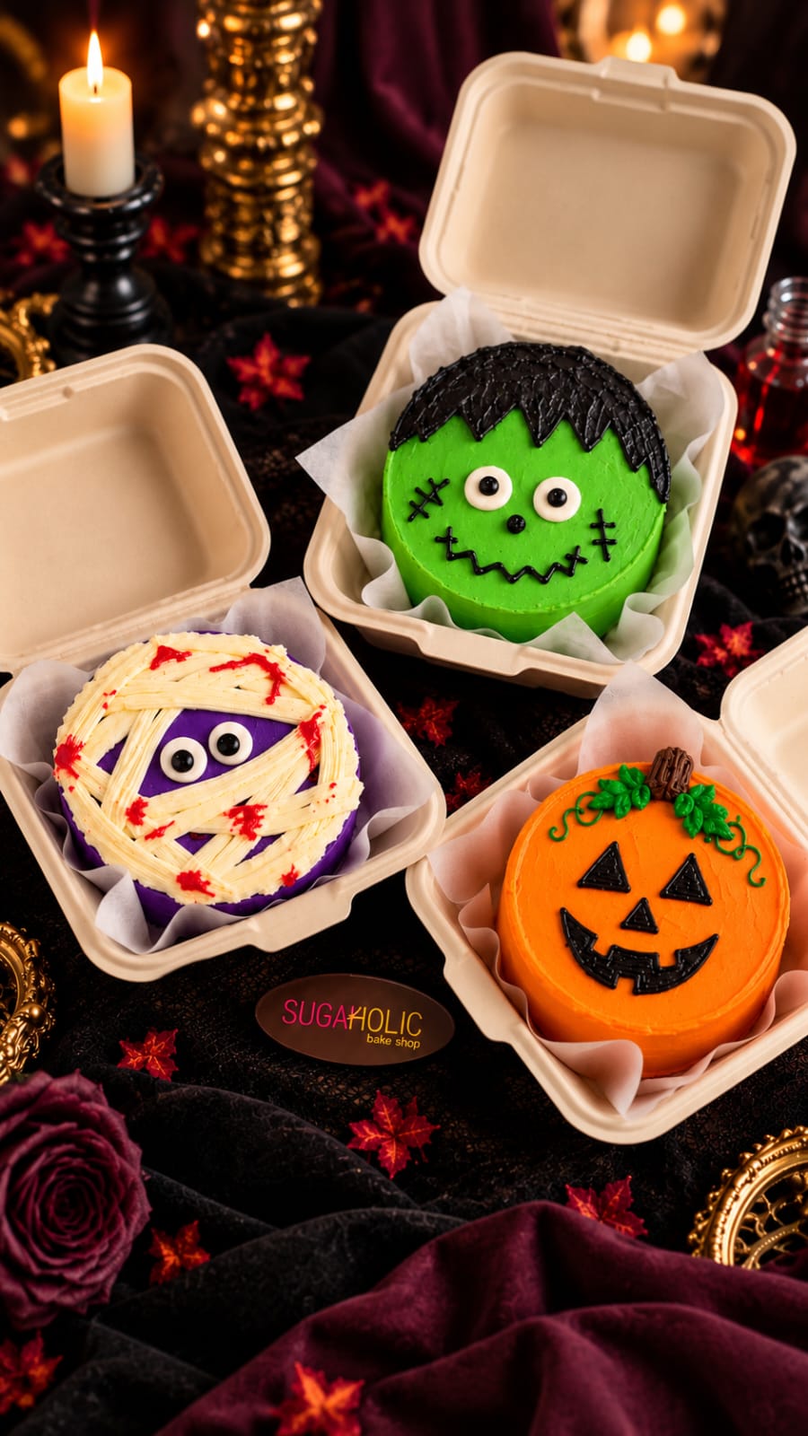 Halloween Character Bento Cake Trio