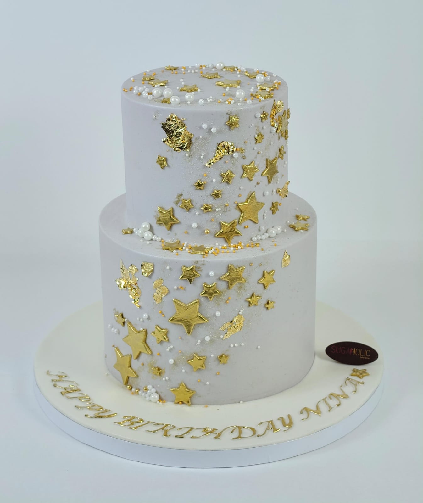 Gold Star Two Tier Buttercream Cake