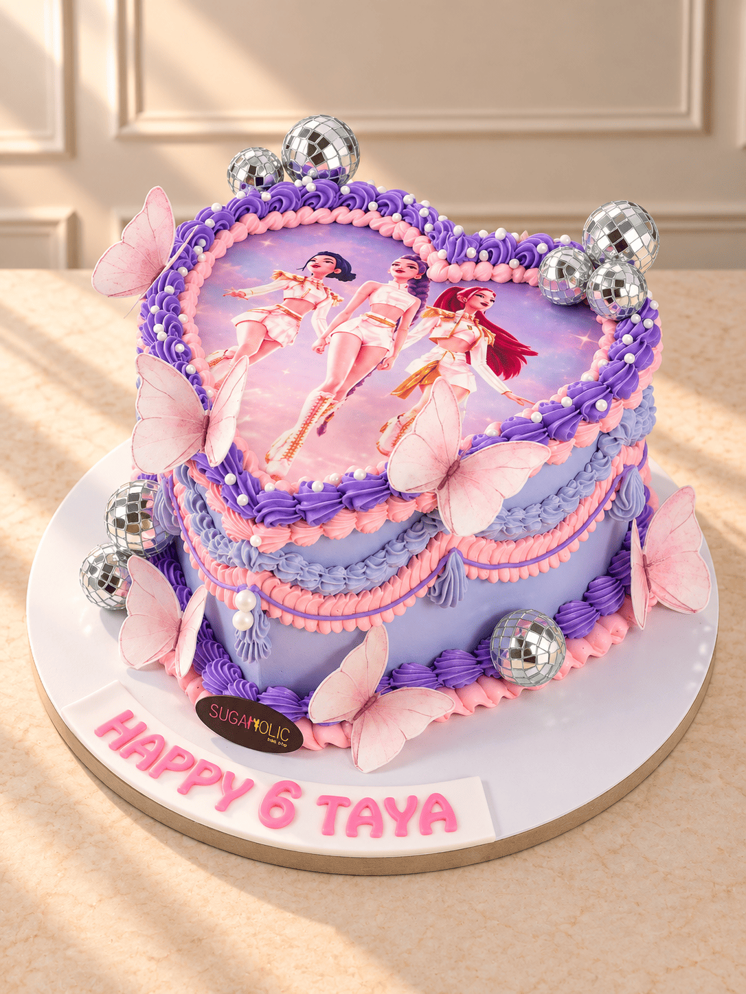 Pop Star Demon Hunter Heart Buttercream Cake