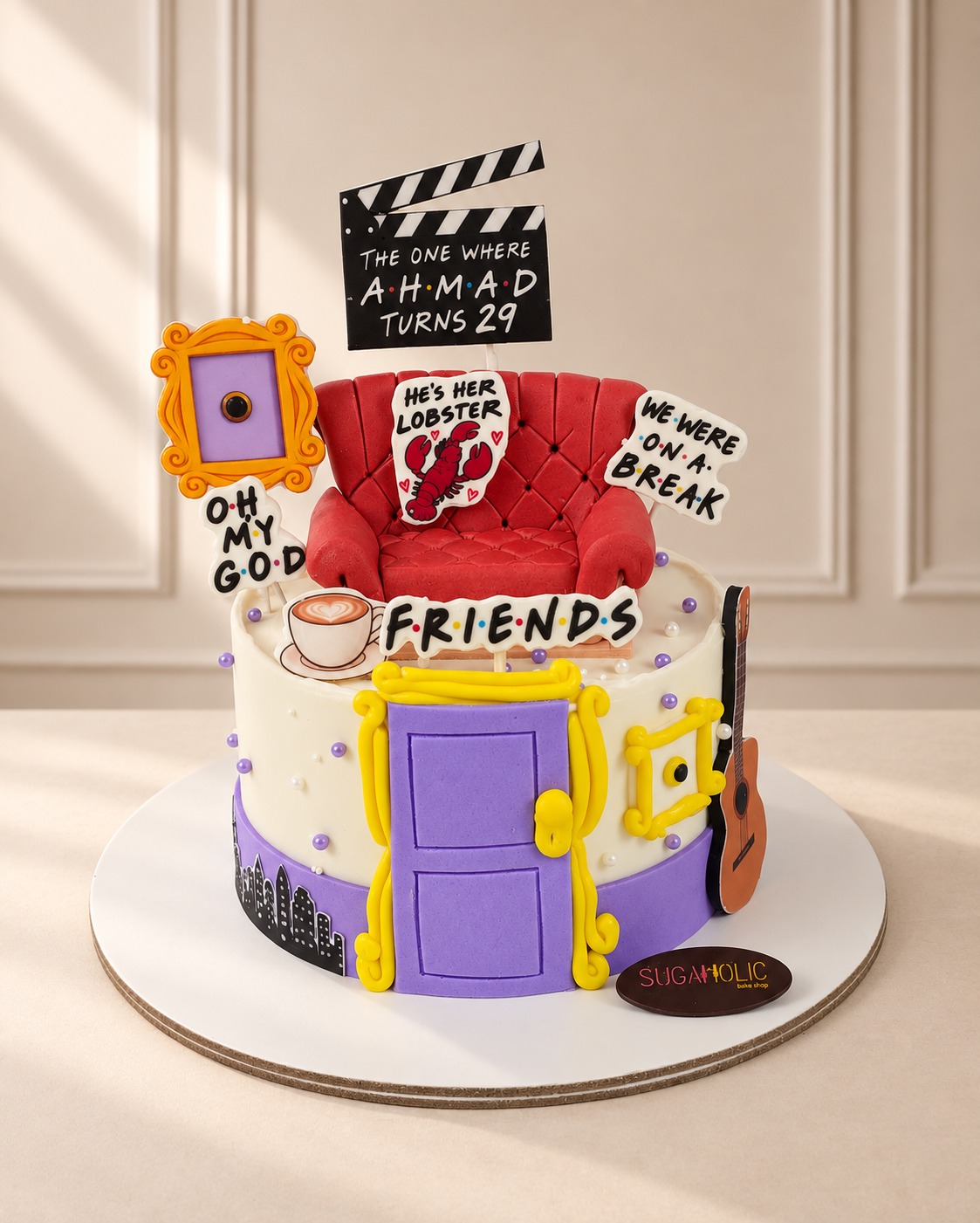 Friends Themed Birthday Cake with Fondant Sofa