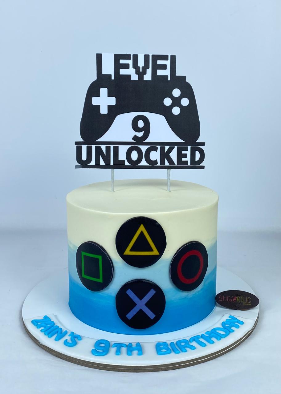 Blue Gaming Controller Buttercream Cake