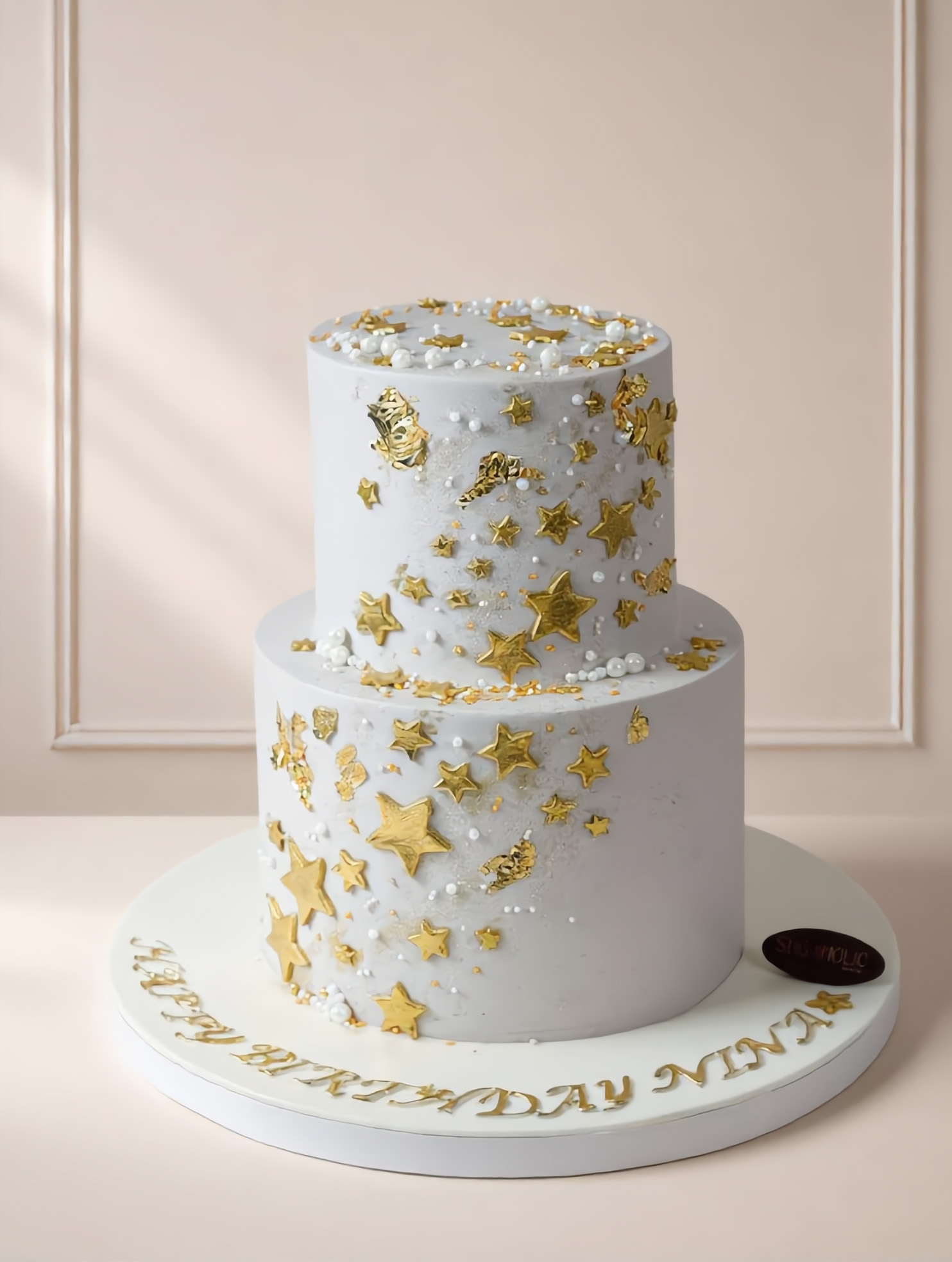 Gold Star Two Tier Buttercream Cake