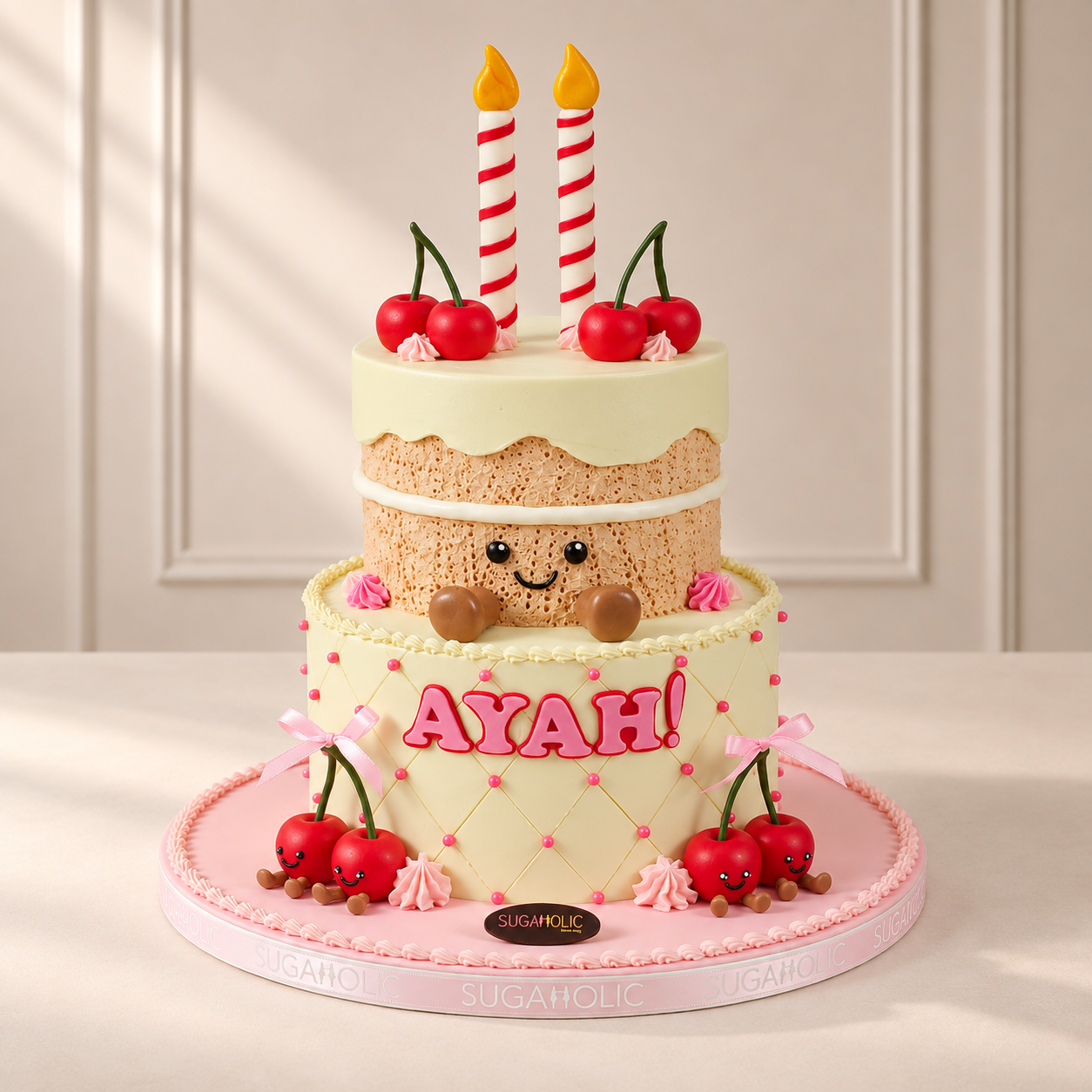 Cherry Character Two Tier Birthday Cake