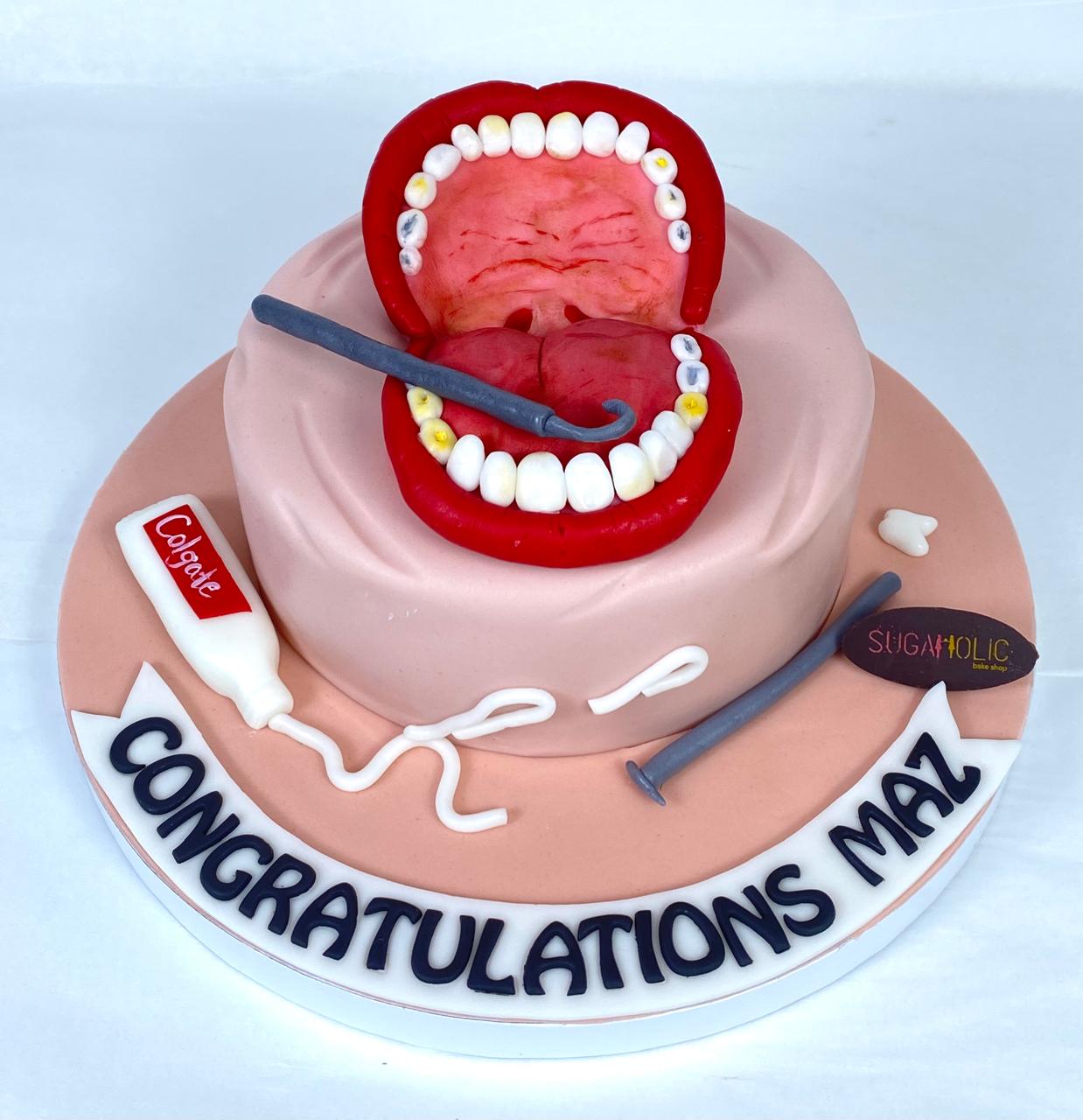 Dental Graduation Fondant Celebration Cake