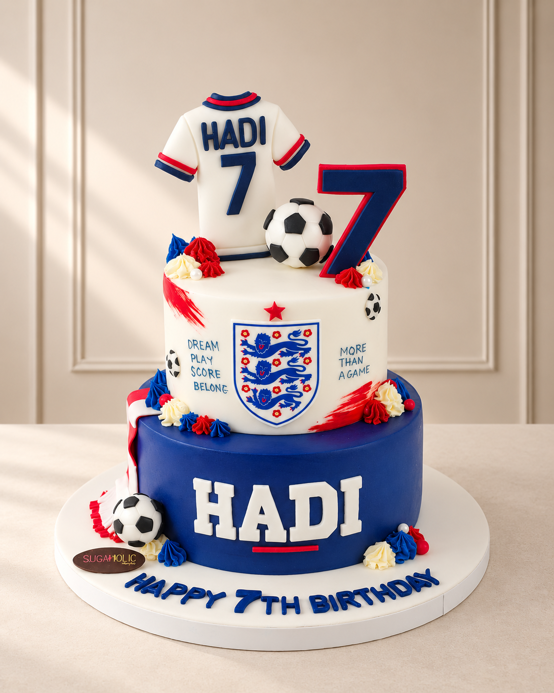 England Soccer Two Tier Fondant Cake